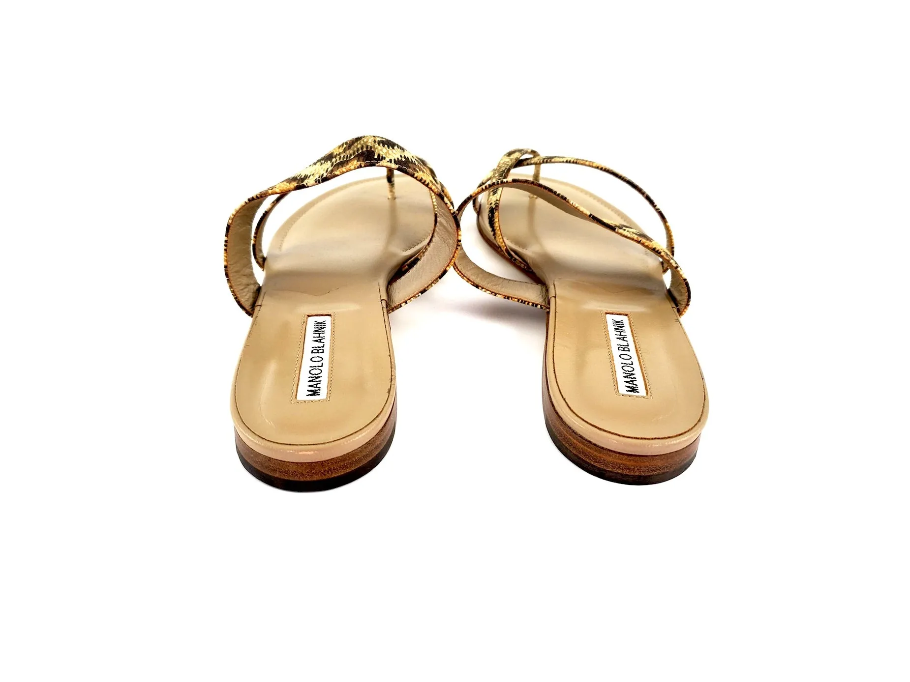 NIB Manolo Blahnik Beige Susa Leopard Slide Sandals 39