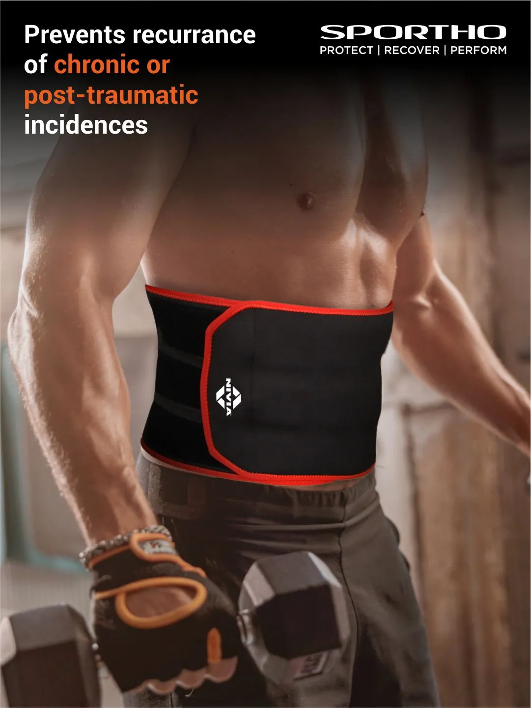 Nivia Orthopedic Performance Waist Support - Black/Red