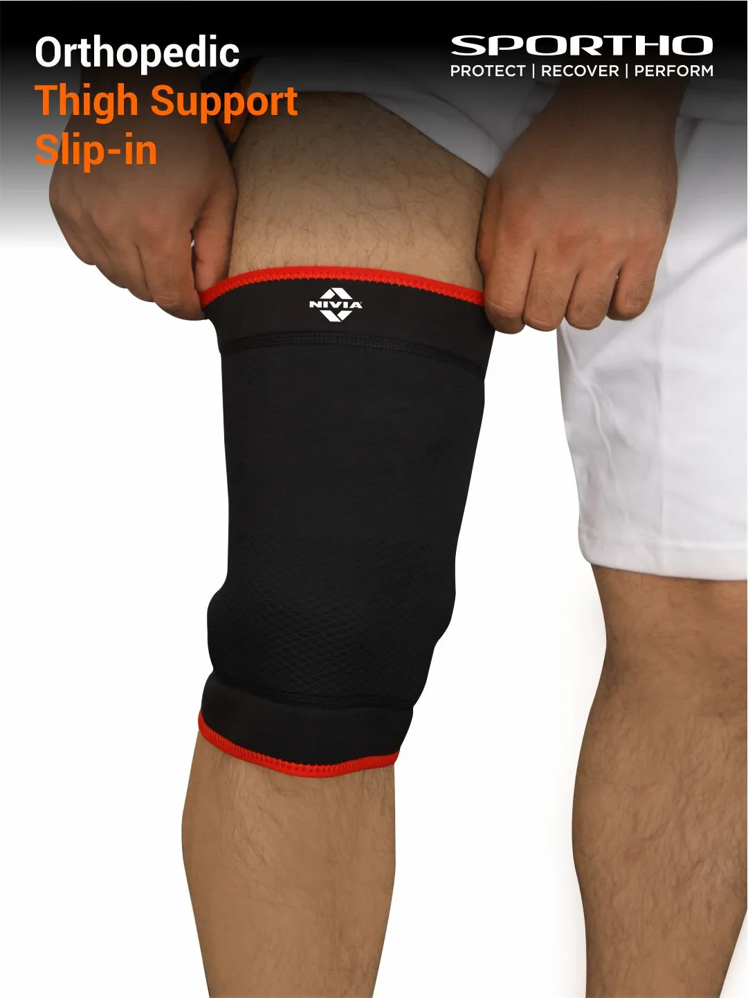 Nivia Orthopedic Thigh Support - Black/Red