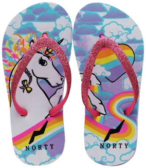 Norty Girls 11-4 Unicorn Flip Flop 22023C