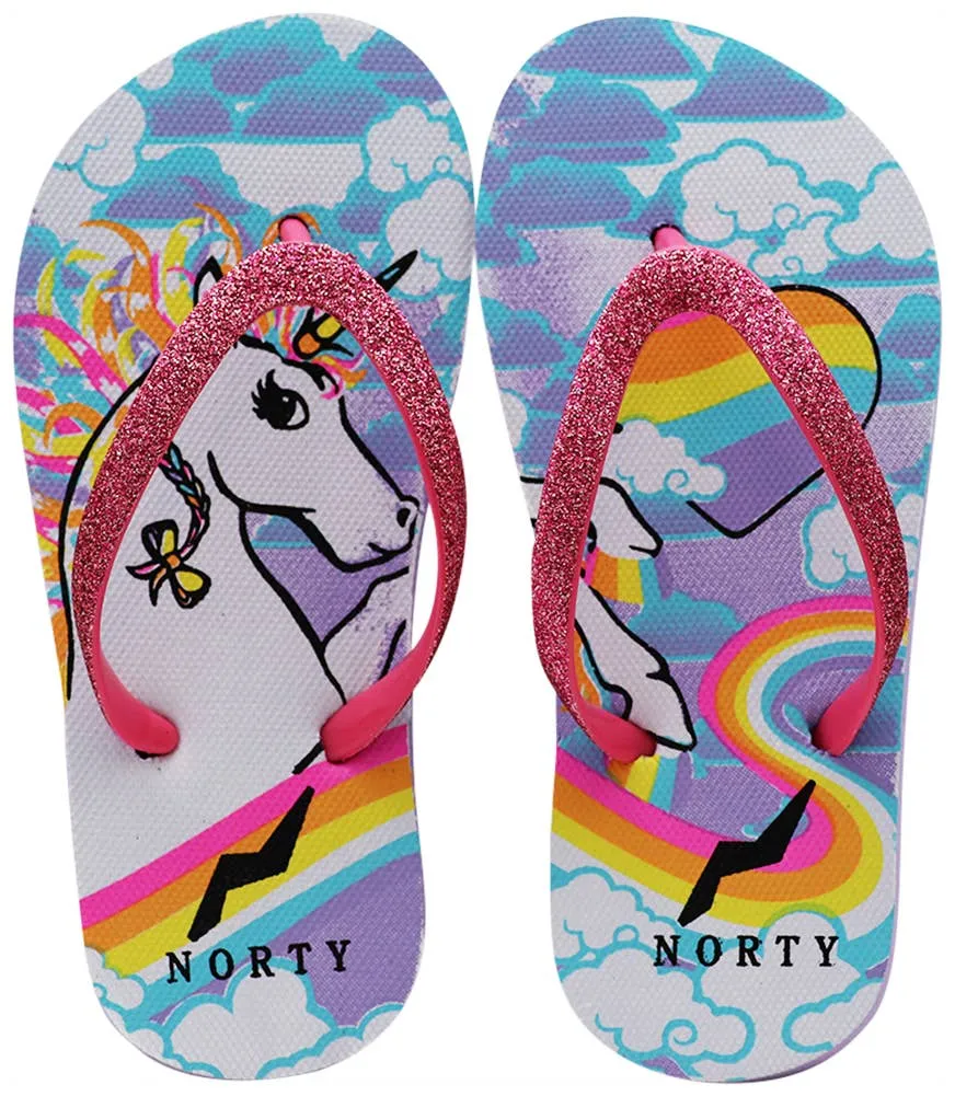 Norty Girls 11-4 Unicorn Flip Flop 22023C