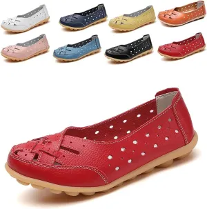 Orthopedic Loafers in Breathable Leather for Women, Women's Flats Comfortable Casual Slip Ons Shoes
