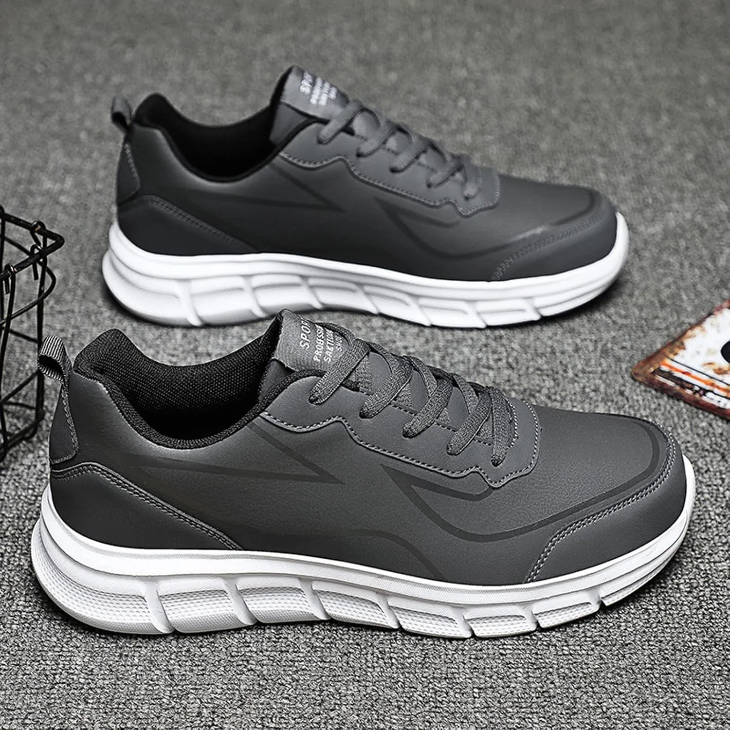 Outdoor Men Mountaineering Casual Sport Shoes Lace Up Solid Color Running Men's Classic Leather Fashion Sneaker