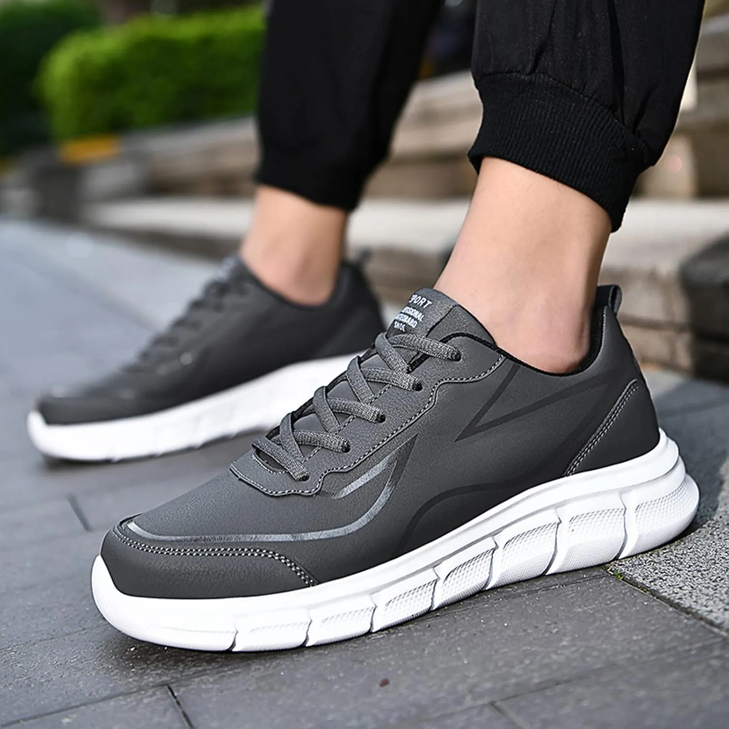 Outdoor Men Mountaineering Casual Sport Shoes Lace Up Solid Color Running Men's Classic Leather Fashion Sneaker
