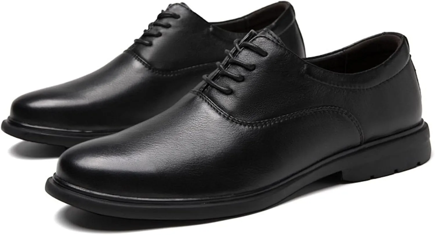 Oxford Shoes for Men Lace Up Round Toe Leather Shoes Non Slip Low Top Rubber Sole Slip Resistant Anti-Slip Party Classic Modern Formal Leather Shoes Casual Loafers