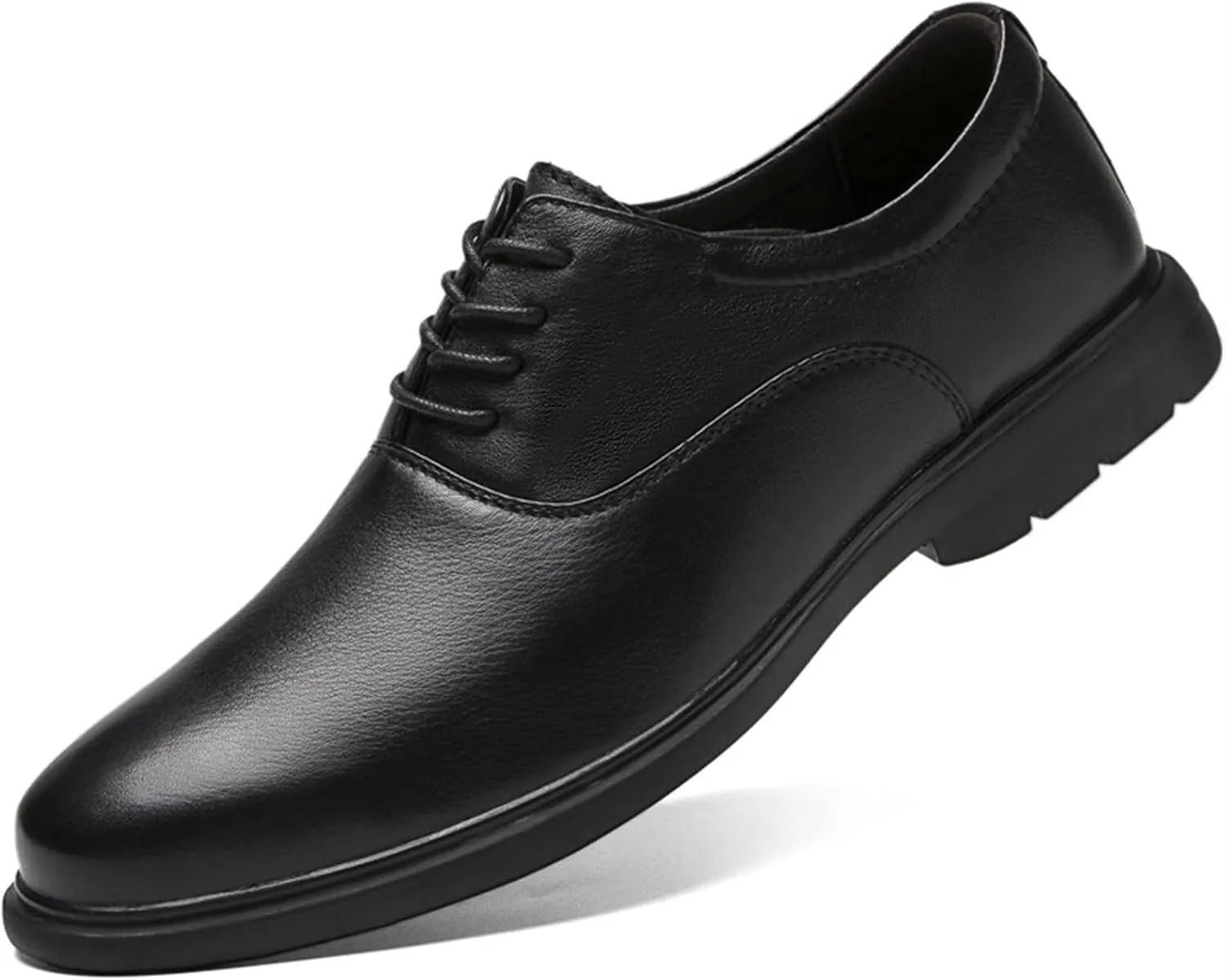 Oxford Shoes for Men Lace Up Round Toe Leather Shoes Non Slip Low Top Rubber Sole Slip Resistant Anti-Slip Party Classic Modern Formal Leather Shoes Casual Loafers