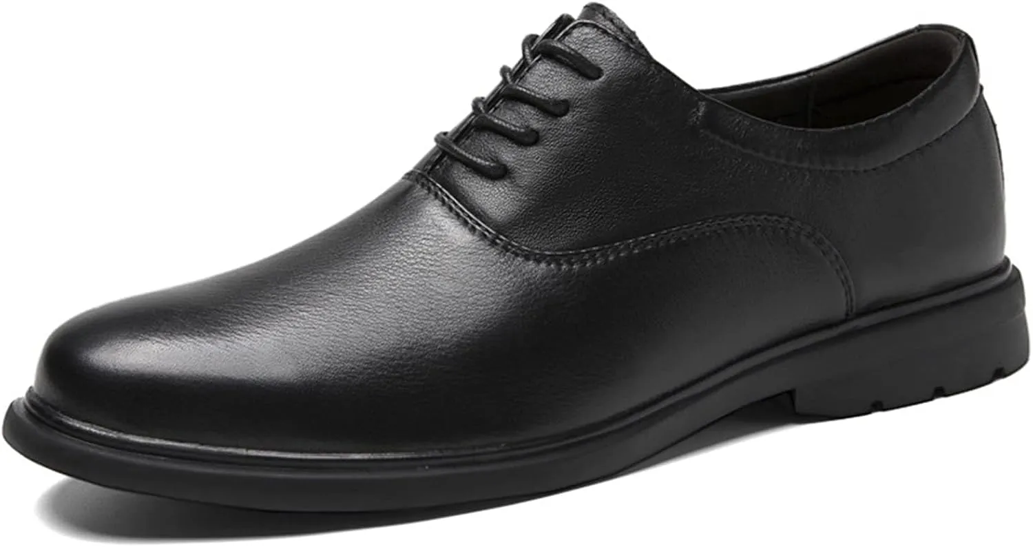 Oxford Shoes for Men Lace Up Round Toe Leather Shoes Non Slip Low Top Rubber Sole Slip Resistant Anti-Slip Party Classic Modern Formal Leather Shoes Casual Loafers
