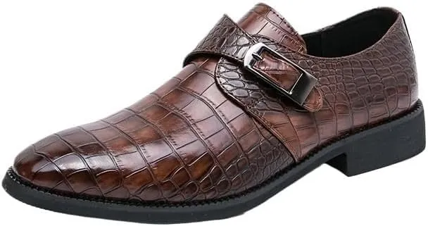 Oxfords Men Shoes Fashion Business Party Casual Shoes Hasp Formal Leather Shoes for Men Brogue Dress Shoes Slip On Pointed Shoes