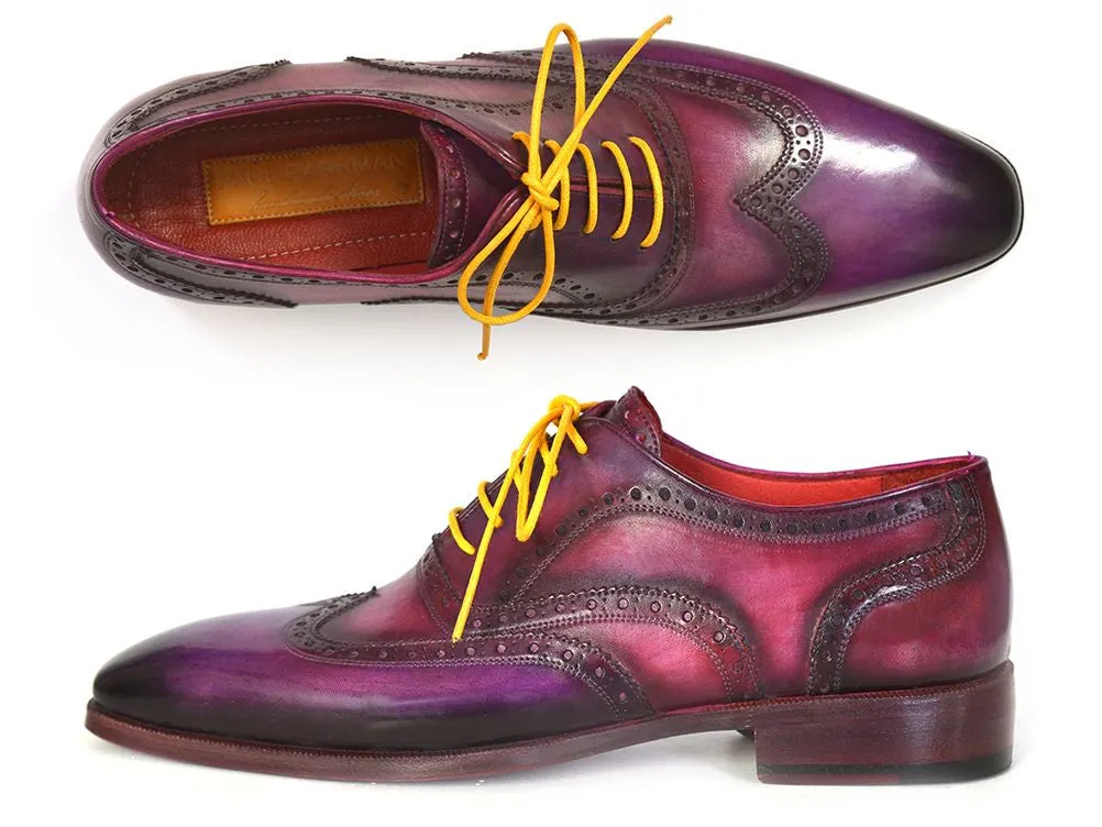 Paul Parkman Men's Wingtip Oxfords Lilac Handpainted Calfskin Shoes