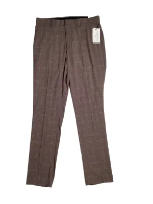 Perry Ellis Portfolio Men's Slim Fit Solid Stretch Dress Pants Brown 32 x 30