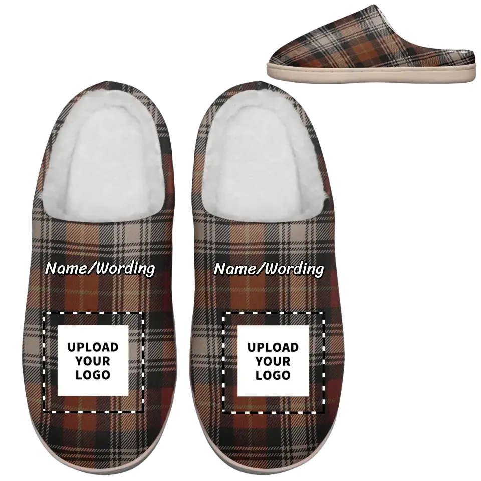 Personalized Plaid Indoor Slippers, Custom Love Pets Slippers with image and Name,kitty2020-23020185