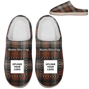 Personalized Plaid Indoor Slippers, Custom Love Pets Slippers with image and Name,kitty2020-23020185
