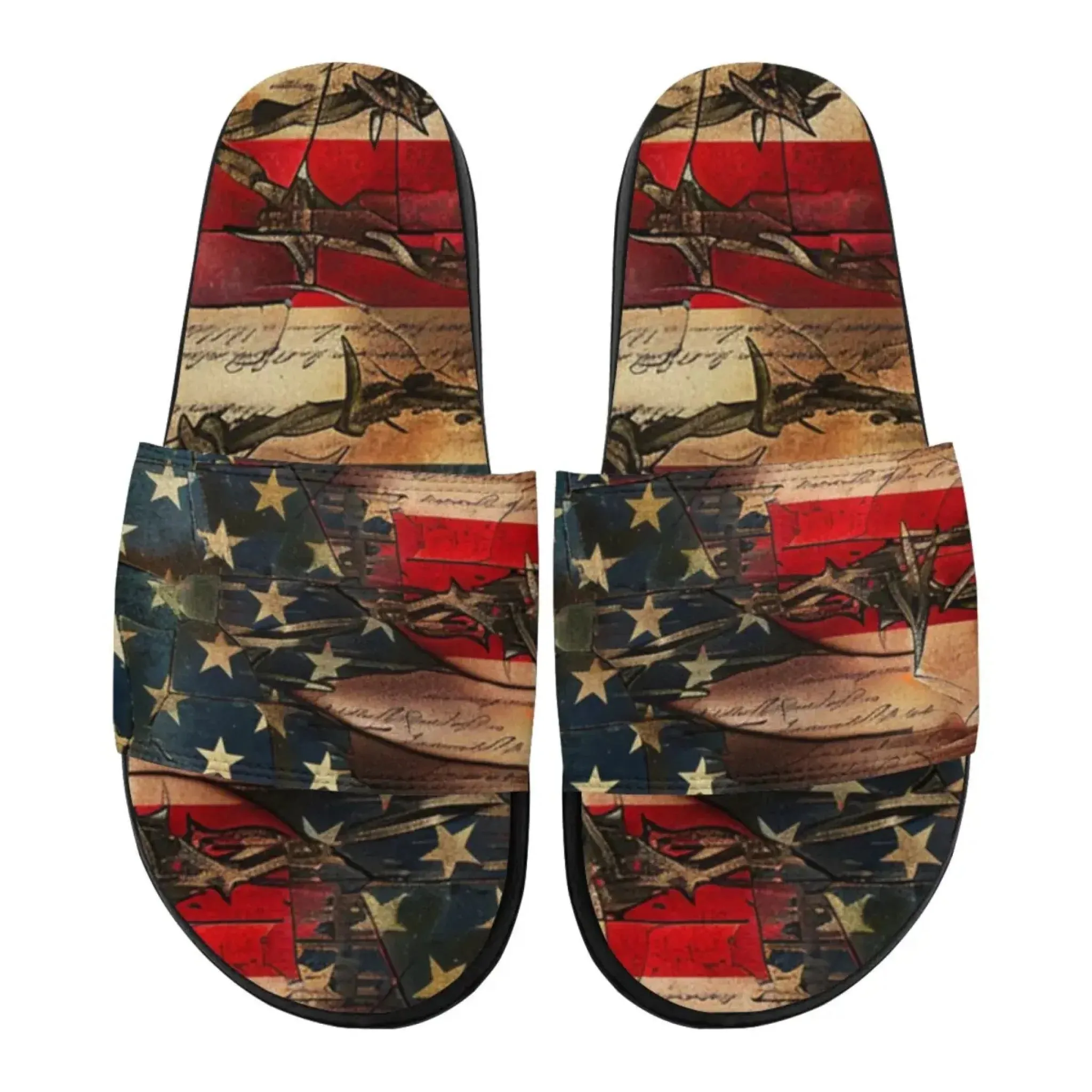 Personalized Trump Slide Sandals, Custom Patriotic Indoor and Outdoor Slippers, Unisex Pride Slippers