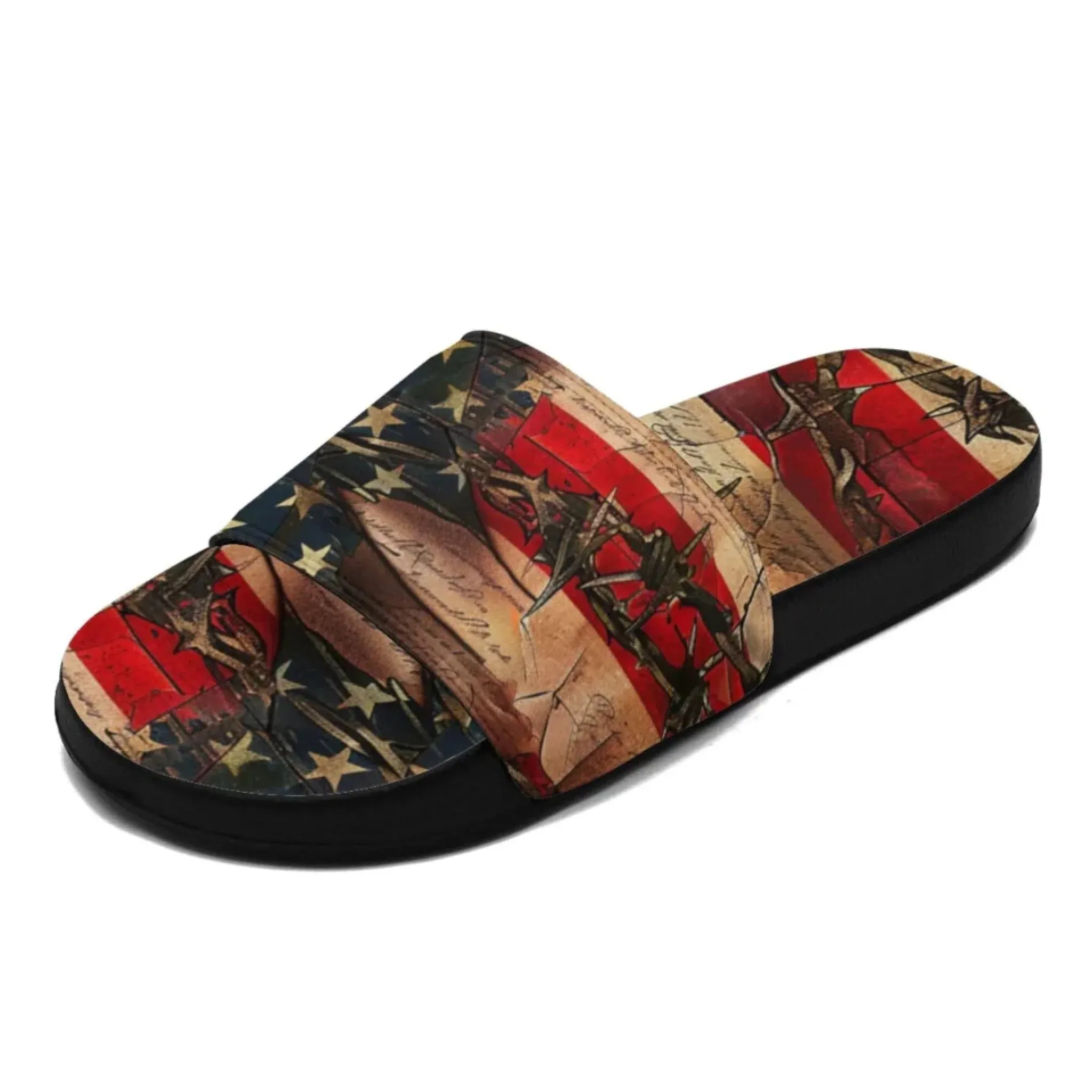 Personalized Trump Slide Sandals, Custom Patriotic Indoor and Outdoor Slippers, Unisex Pride Slippers