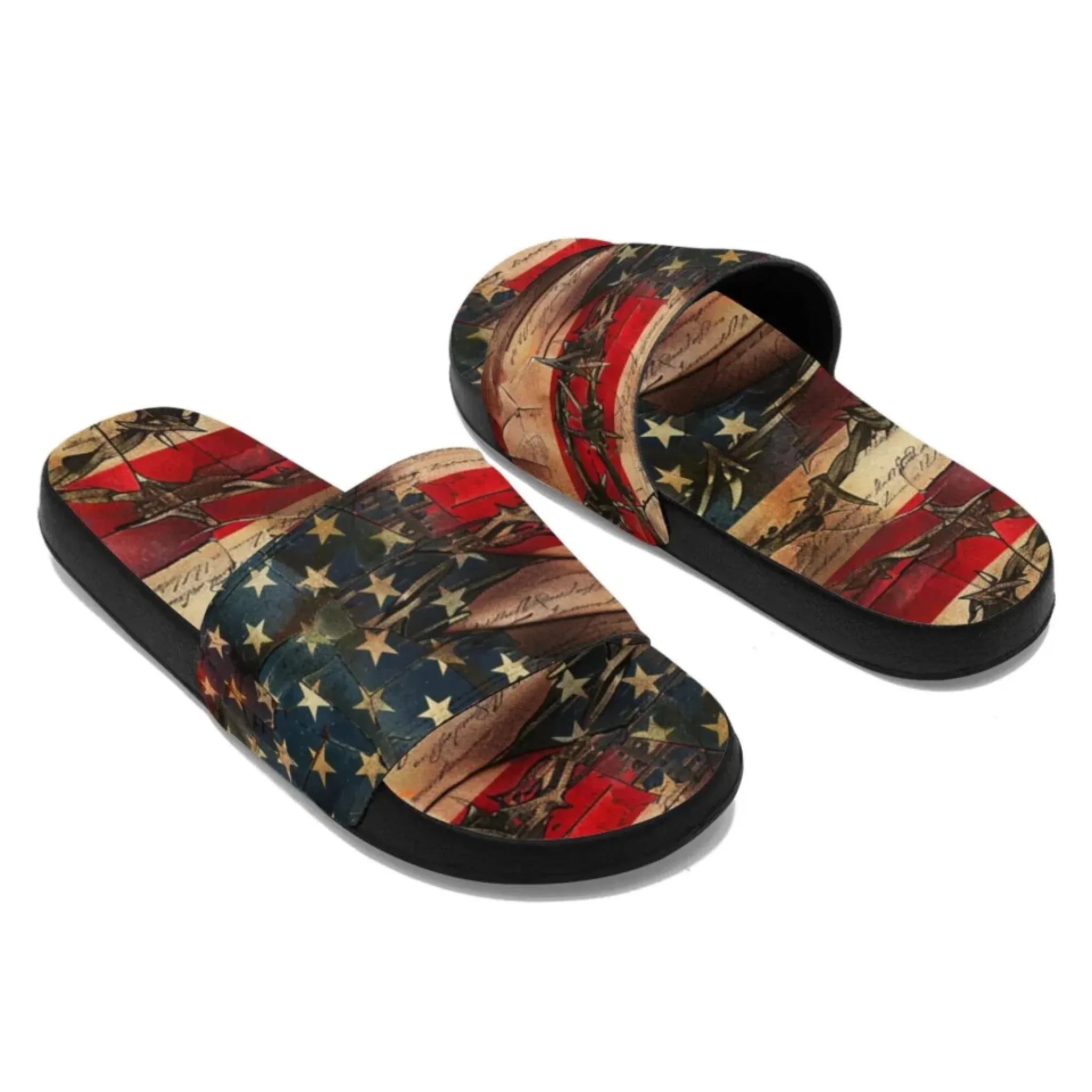 Personalized Trump Slide Sandals, Custom Patriotic Indoor and Outdoor Slippers, Unisex Pride Slippers