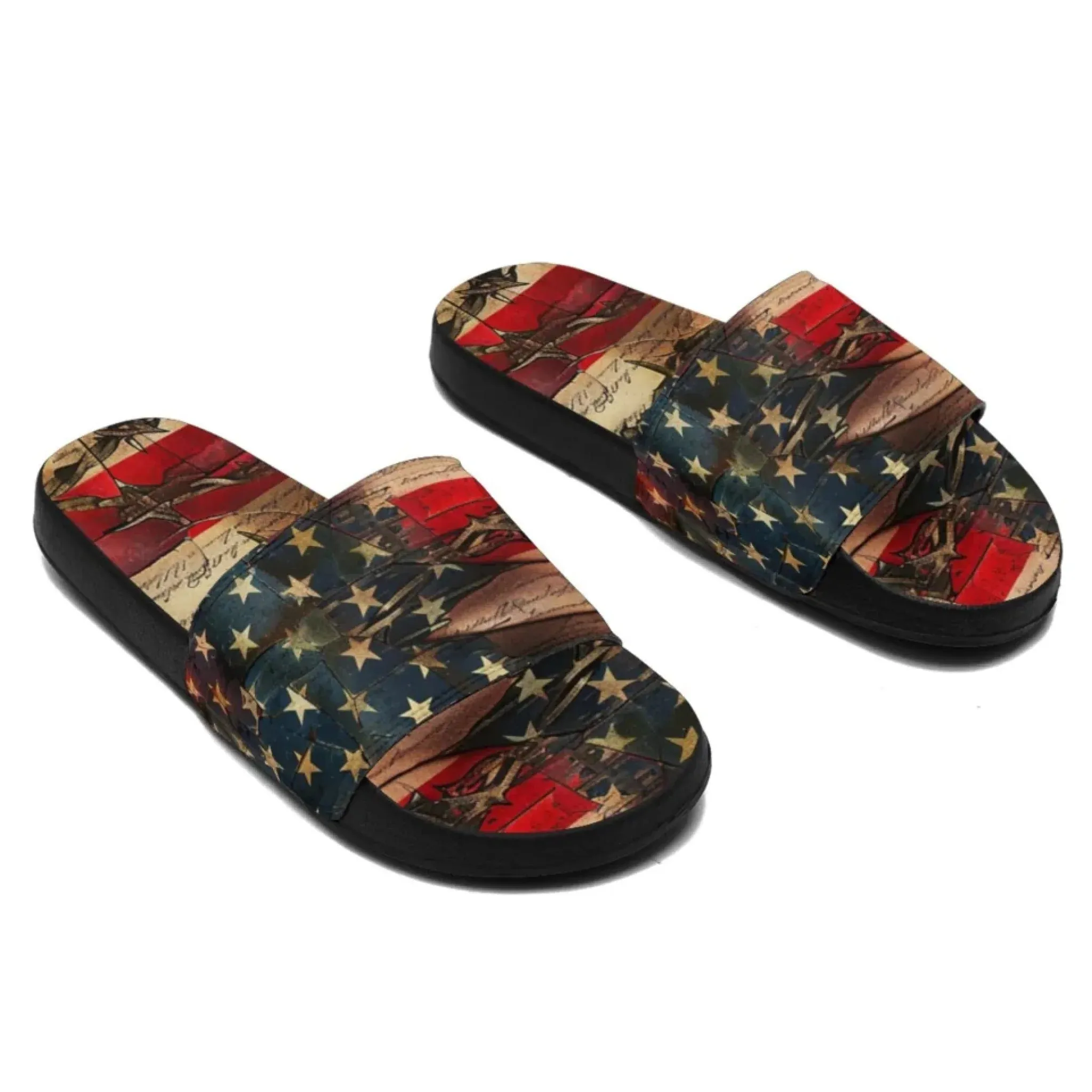 Personalized Trump Slide Sandals, Custom Patriotic Indoor and Outdoor Slippers, Unisex Pride Slippers