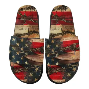 Personalized Trump Slide Sandals, Custom Patriotic Indoor and Outdoor Slippers, Unisex Pride Slippers