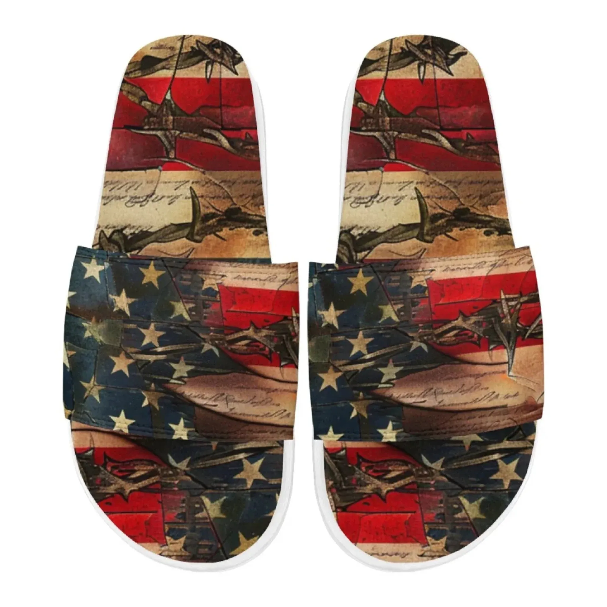 Personalized Trump Slide Sandals, Custom Patriotic Indoor and Outdoor Slippers, Unisex Pride Slippers