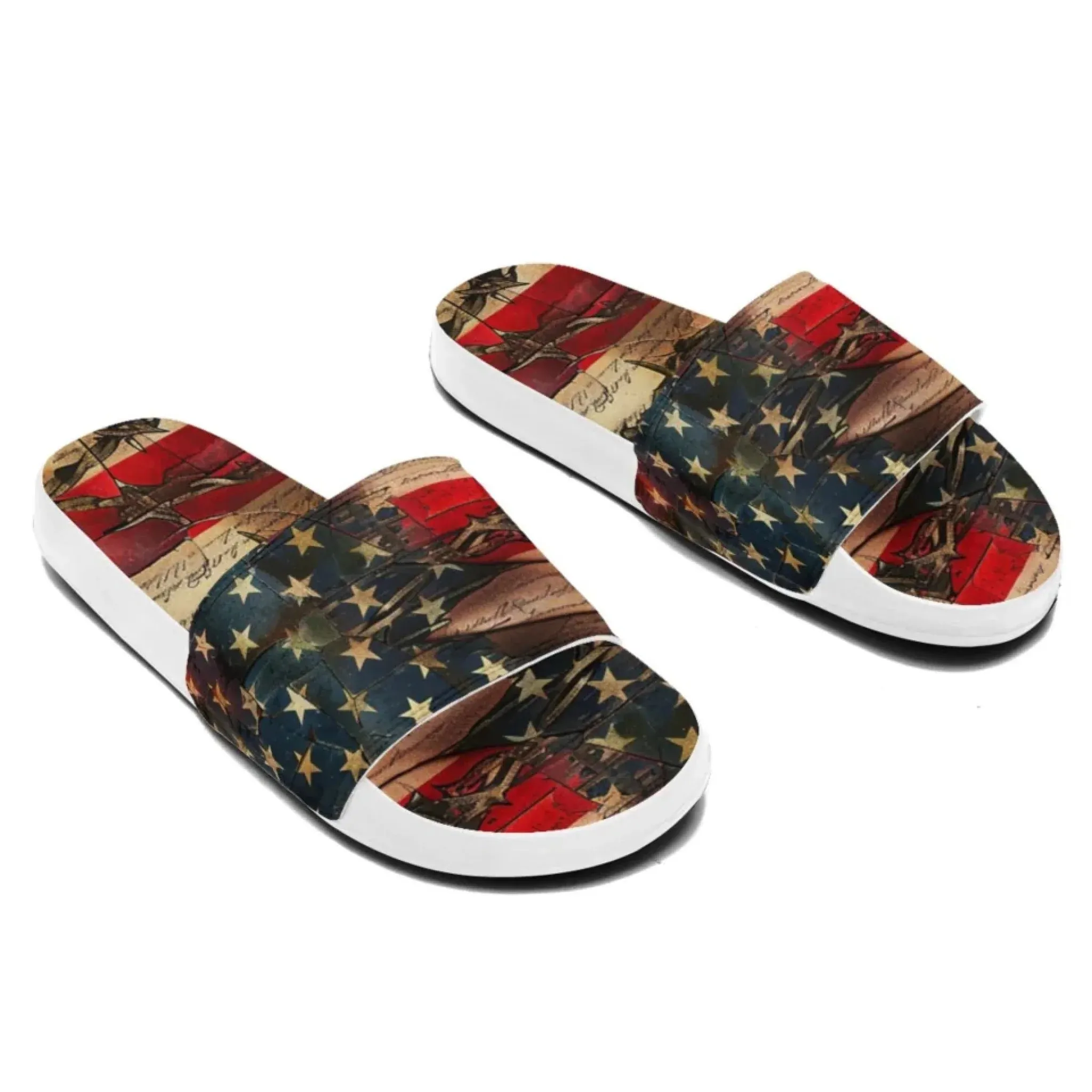 Personalized Trump Slide Sandals, Custom Patriotic Indoor and Outdoor Slippers, Unisex Pride Slippers