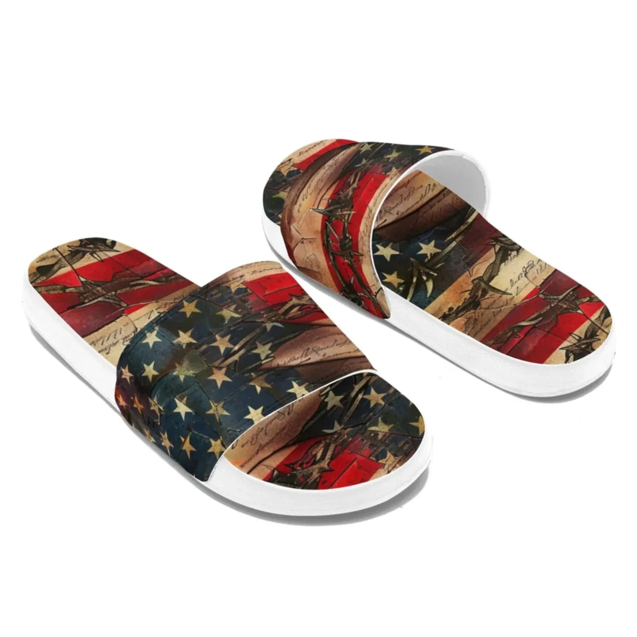 Personalized Trump Slide Sandals, Custom Patriotic Indoor and Outdoor Slippers, Unisex Pride Slippers