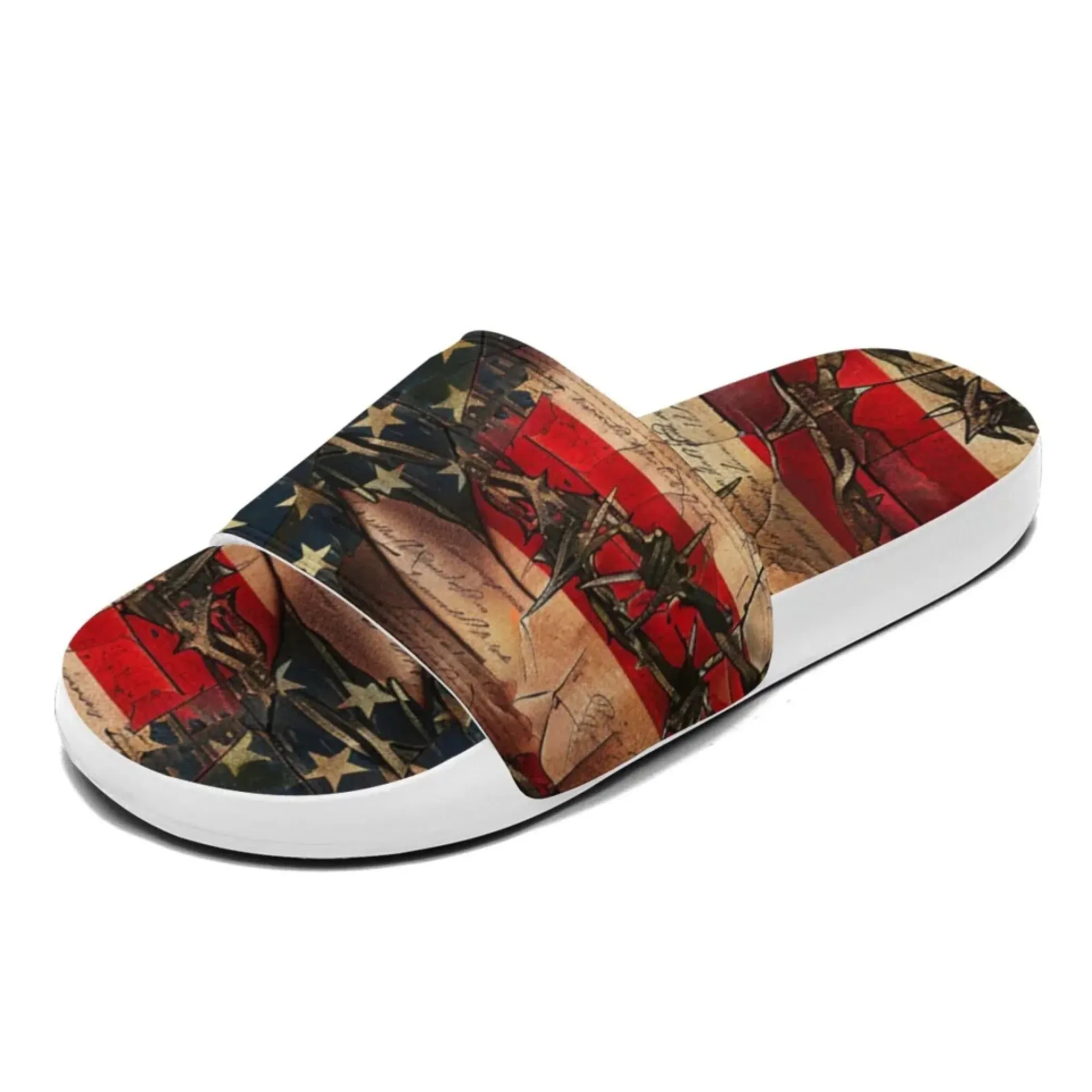 Personalized Trump Slide Sandals, Custom Patriotic Indoor and Outdoor Slippers, Unisex Pride Slippers