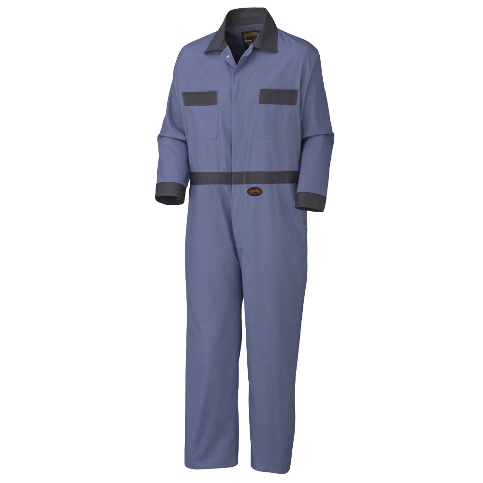 Pioneer Men's 100% Cotton Work Coveralls 5133, Unlined 8oz Heavy-Duty Fabric, Concealed Brass Button Closure, 7 Pockets, Adjustable Snap Wrists | Sizes 36-60