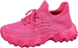 Platform Sneakers for Women Ladies Fashion Chunky Comfortable Casual Sneaker Slip on Tennis Walking Athletic Shoes Breathable Hands-Free Shopping Travel Mesh Gym Shoes