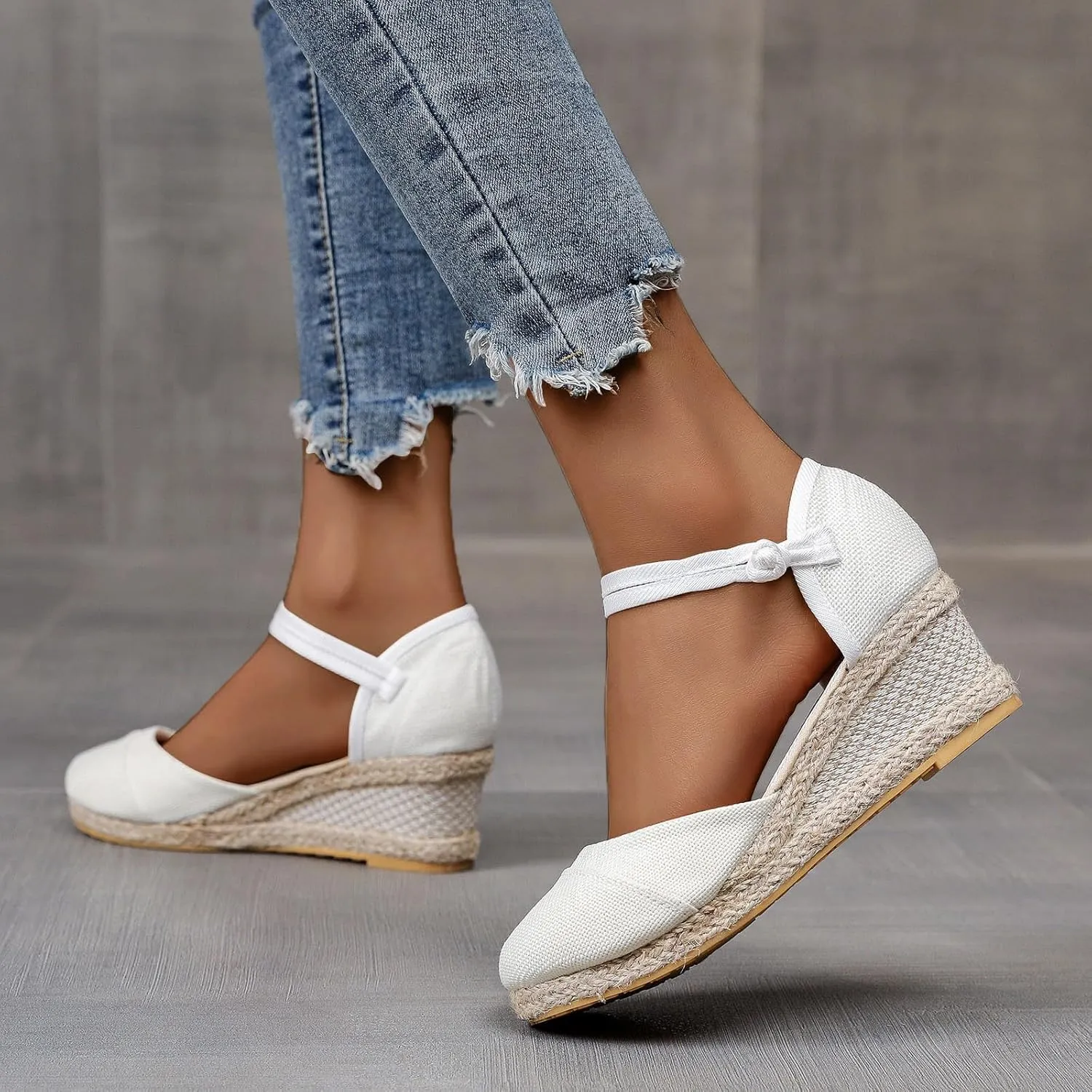 Platform Wedges Sandals for Women,Summer Closed Toe Sandals Women Comfortable Ankle Strap Espadrilles Wedge Sandals Fashion Platform Sandals Women Casual Slip on Sandals Beach Sandals Dress Shoes