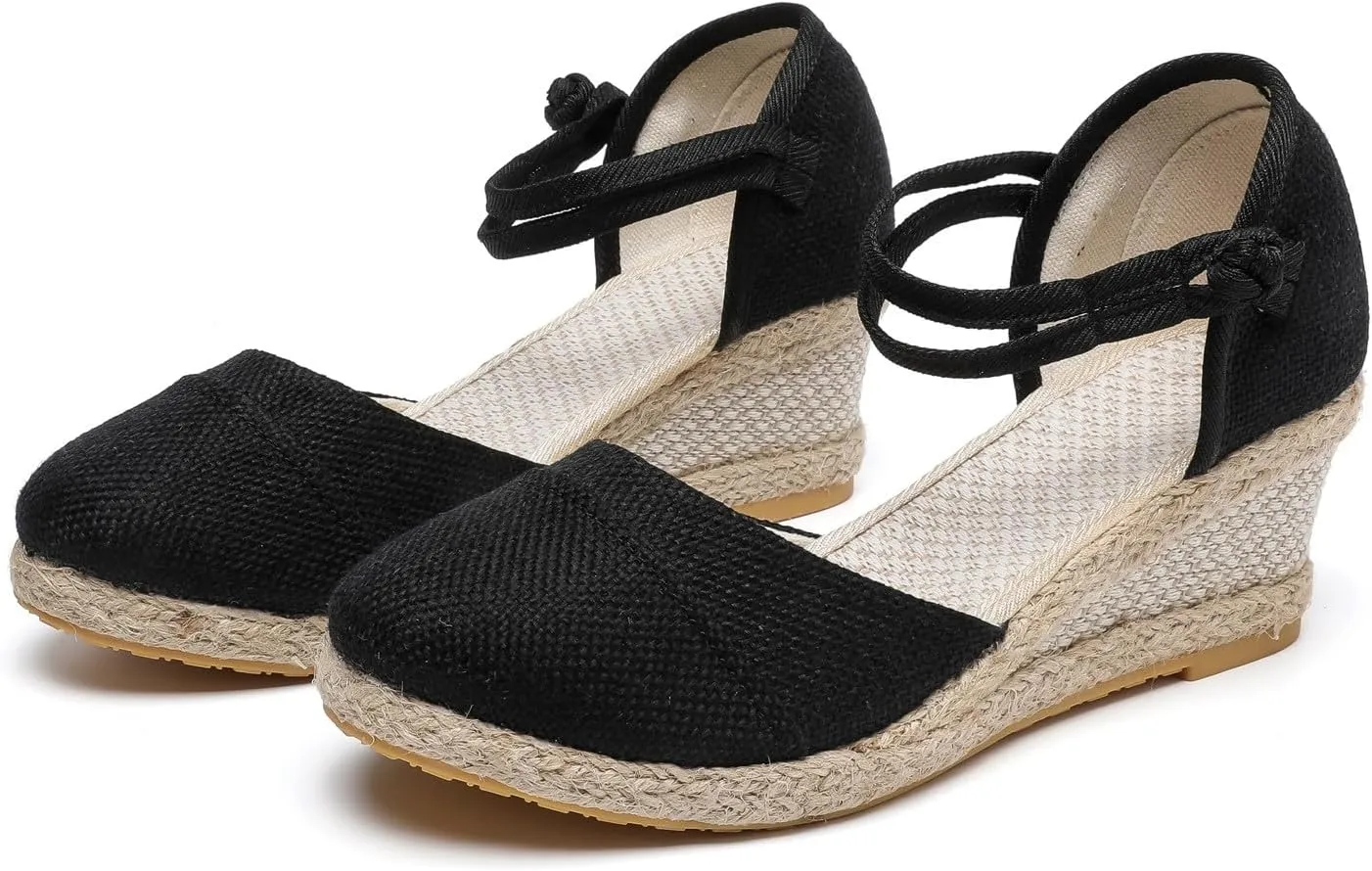 Platform Wedges Sandals for Women,Summer Closed Toe Sandals Women Comfortable Ankle Strap Espadrilles Wedge Sandals Fashion Platform Sandals Women Casual Slip on Sandals Beach Sandals Dress Shoes