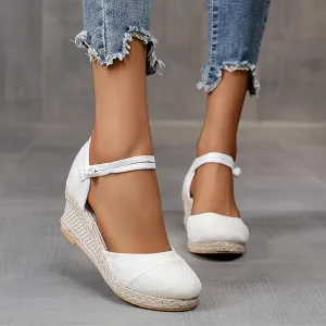 Platform Wedges Sandals for Women,Summer Closed Toe Sandals Women Comfortable Ankle Strap Espadrilles Wedge Sandals Fashion Platform Sandals Women Casual Slip on Sandals Beach Sandals Dress Shoes