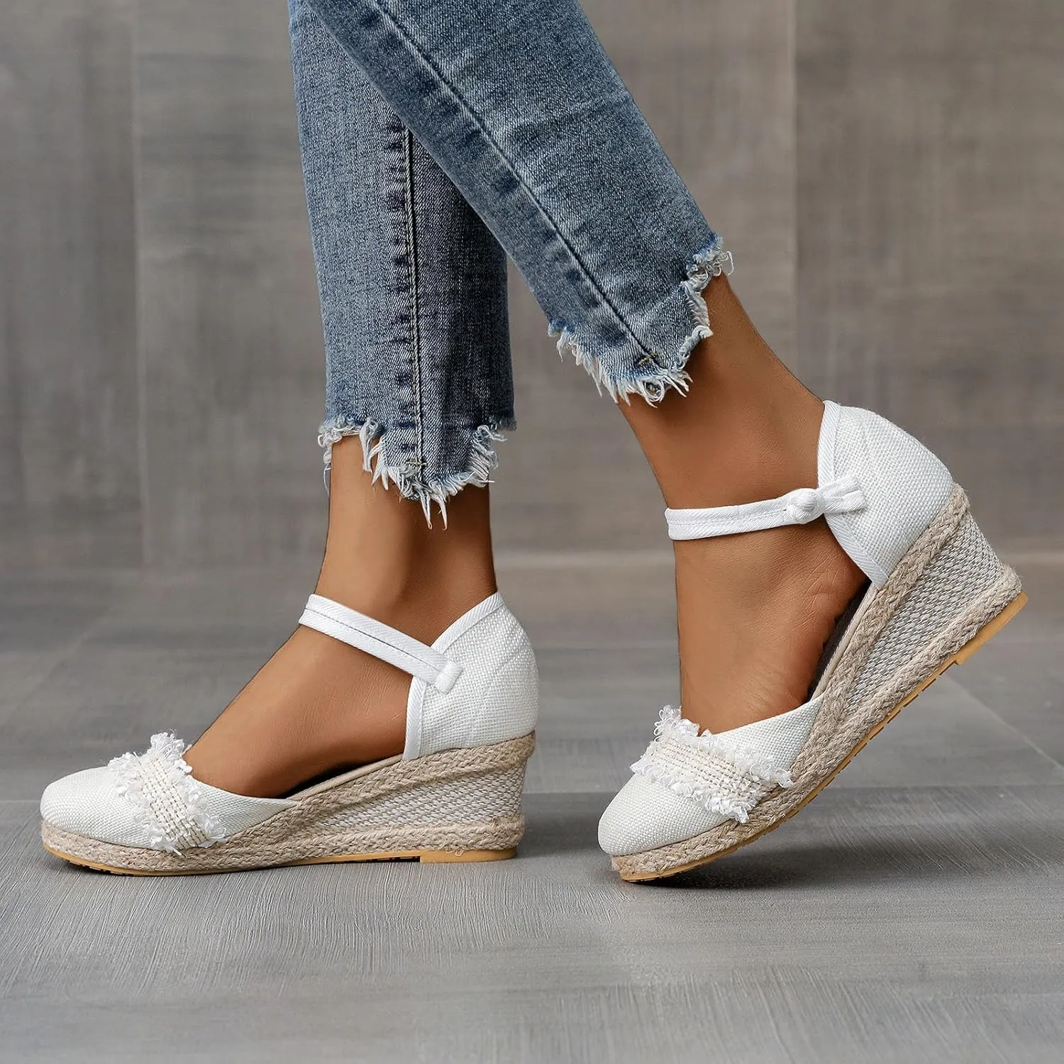Platform Wedges Sandals for Women,Summer Closed Toe Sandals Women Comfortable Ankle Strap Espadrilles Wedge Sandals Fashion Platform Sandals Women Casual Slip on Sandals Beach Sandals Dress Shoes