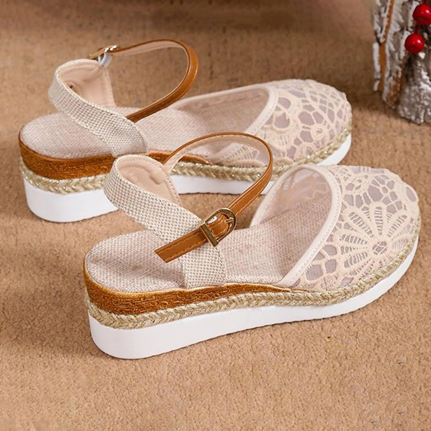 Platform Wedges Sandals for Women,Summer Closed Toe Sandals Women Comfortable Ankle Strap Espadrilles Wedge Sandals Fashion Platform Sandals Women Casual Slip on Sandals Beach Sandals Dress Shoes