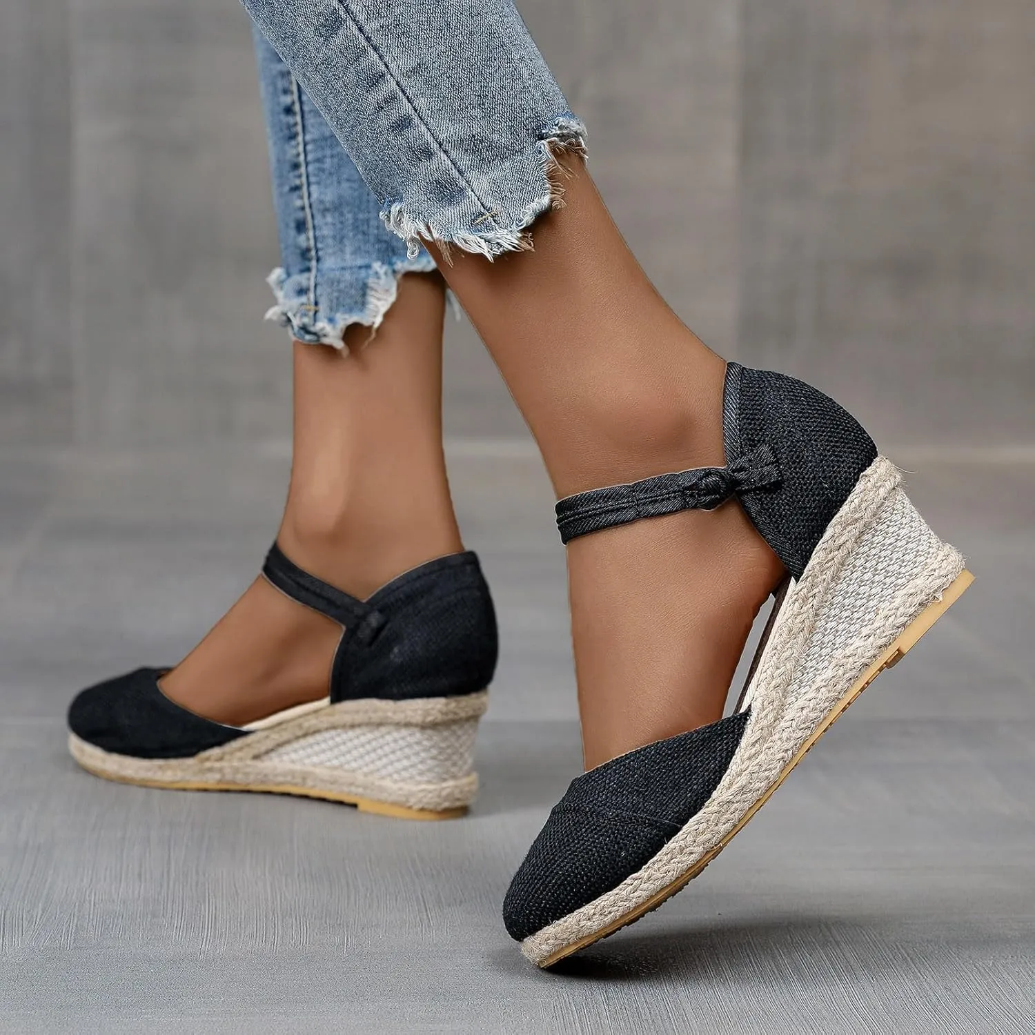 Platform Wedges Sandals for Women,Summer Closed Toe Sandals Women Comfortable Ankle Strap Espadrilles Wedge Sandals Fashion Platform Sandals Women Casual Slip on Sandals Beach Sandals Dress Shoes