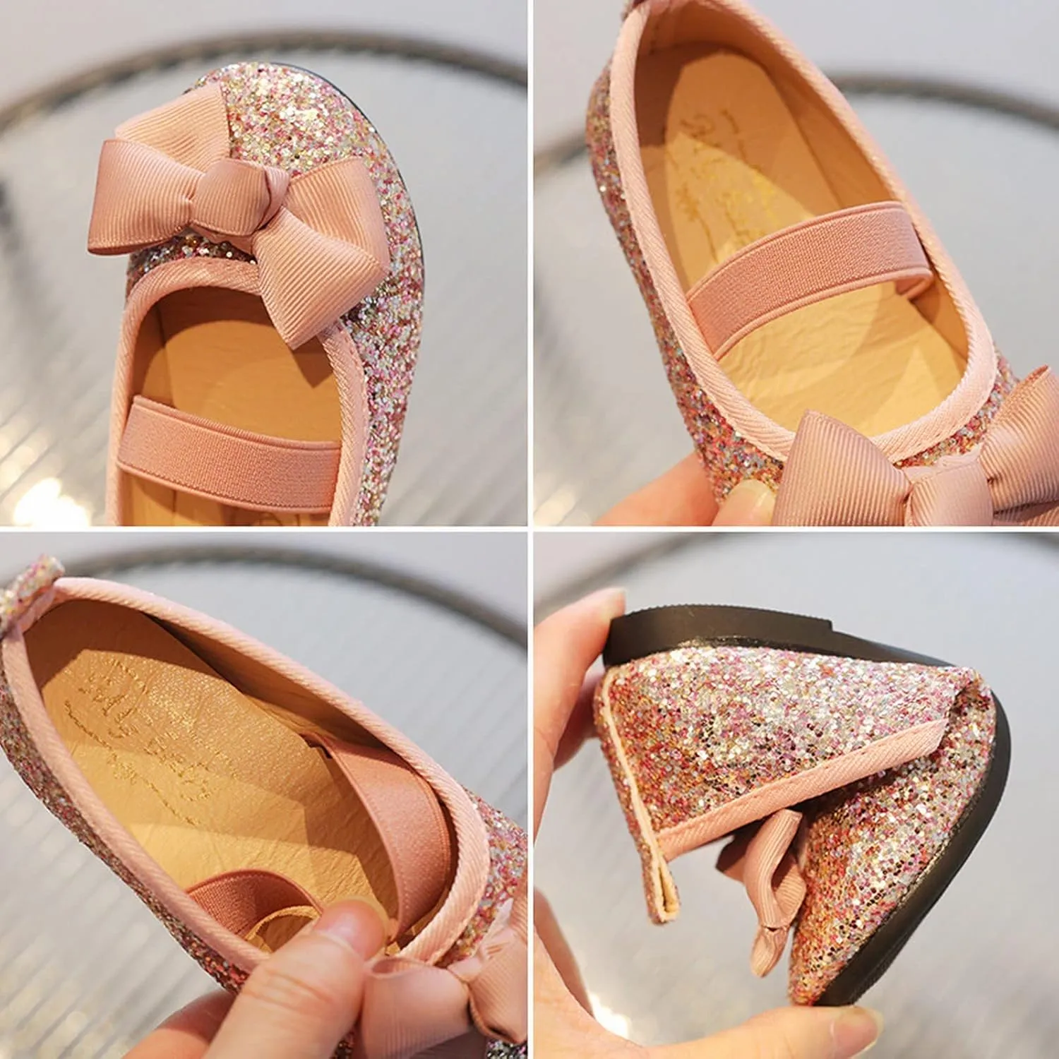 Plush Shoe Soft Bottom Girls' Princess Shoes with Bow with Sequins Toddler Shoes 15 Months to Baby Girl Jellies Sandals