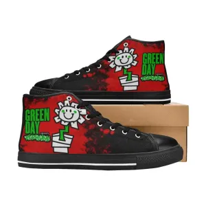 Popular Punk Rock Band Green Day Kerplunk Flower Shoes High Top Sneakers for Kids and Adults