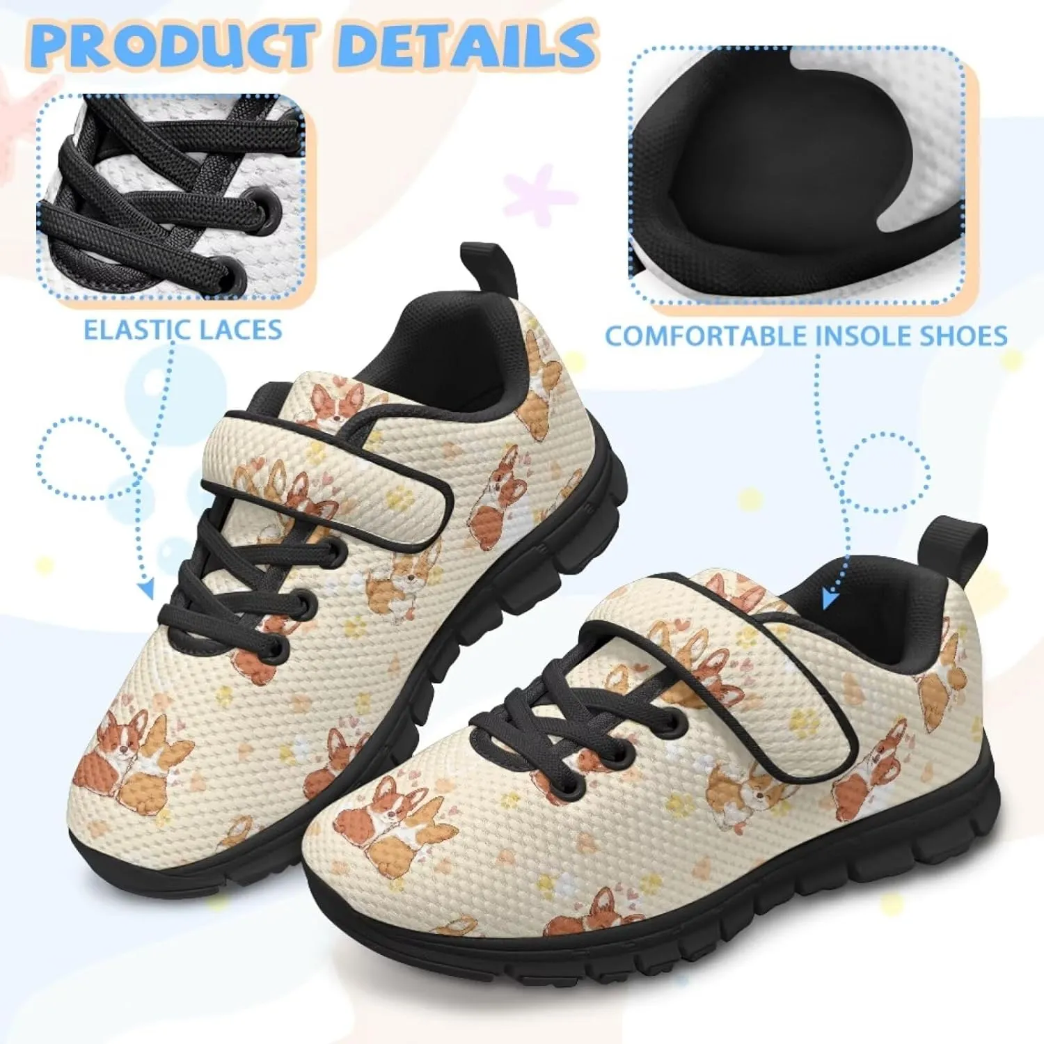 Puppy Dog Girls Boys Running Sneakers Hiking Shoes Fitness & Cross-Training Shoes Outdoor Sneaker