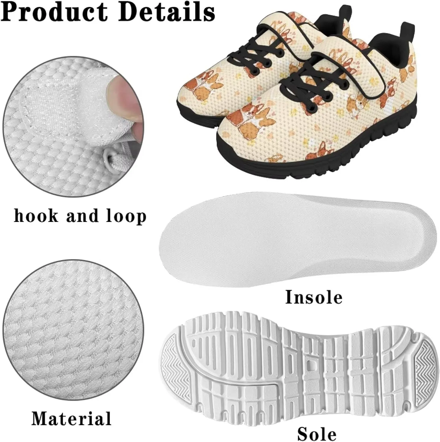 Puppy Dog Girls Boys Running Sneakers Hiking Shoes Fitness & Cross-Training Shoes Outdoor Sneaker