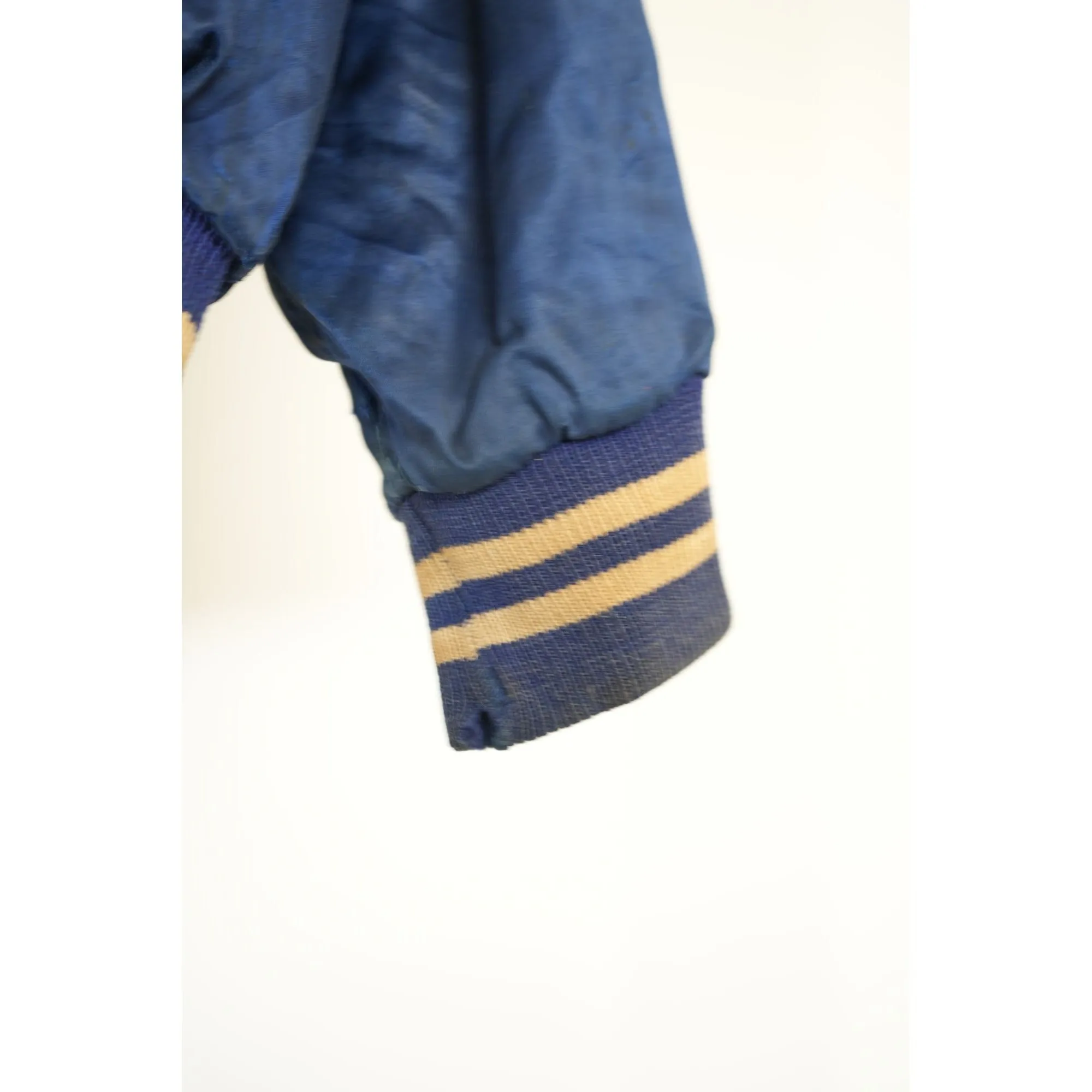 "Retail" Vintage 1960s Reversible Satin Bainbridge Air Base Varsity Jacket Navy Blue (See Dimension) Men's