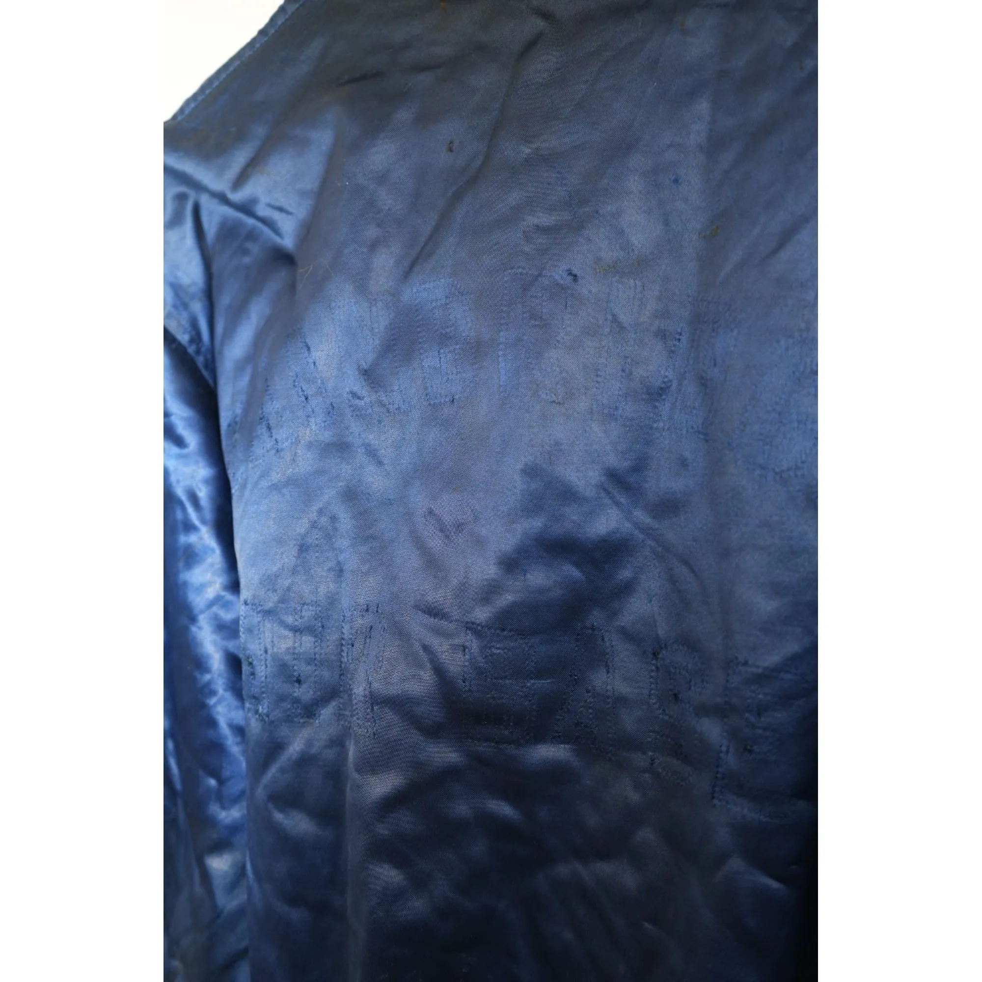 "Retail" Vintage 1960s Reversible Satin Bainbridge Air Base Varsity Jacket Navy Blue (See Dimension) Men's