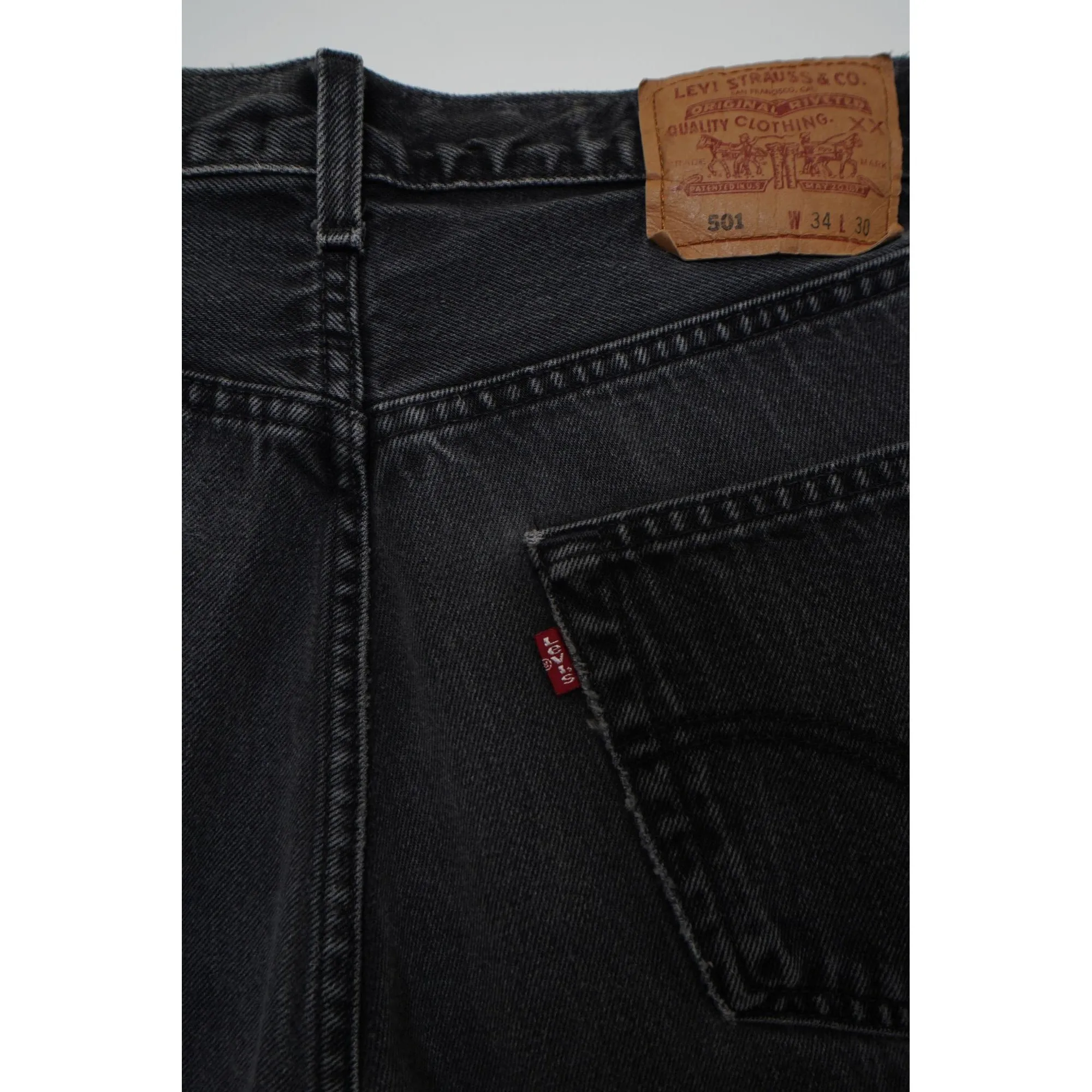 "Retail" Vintage Levi's 501 Regular Fit Straight Leg Denim Jeans Black W32 Men's