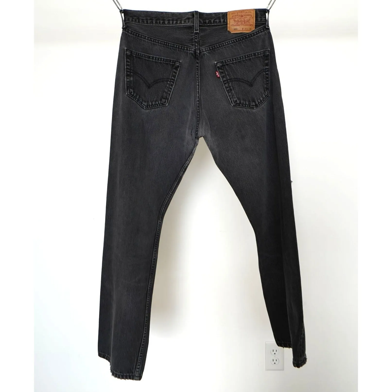 "Retail" Vintage Levi's 501 Regular Fit Straight Leg Denim Jeans Black W32 Men's