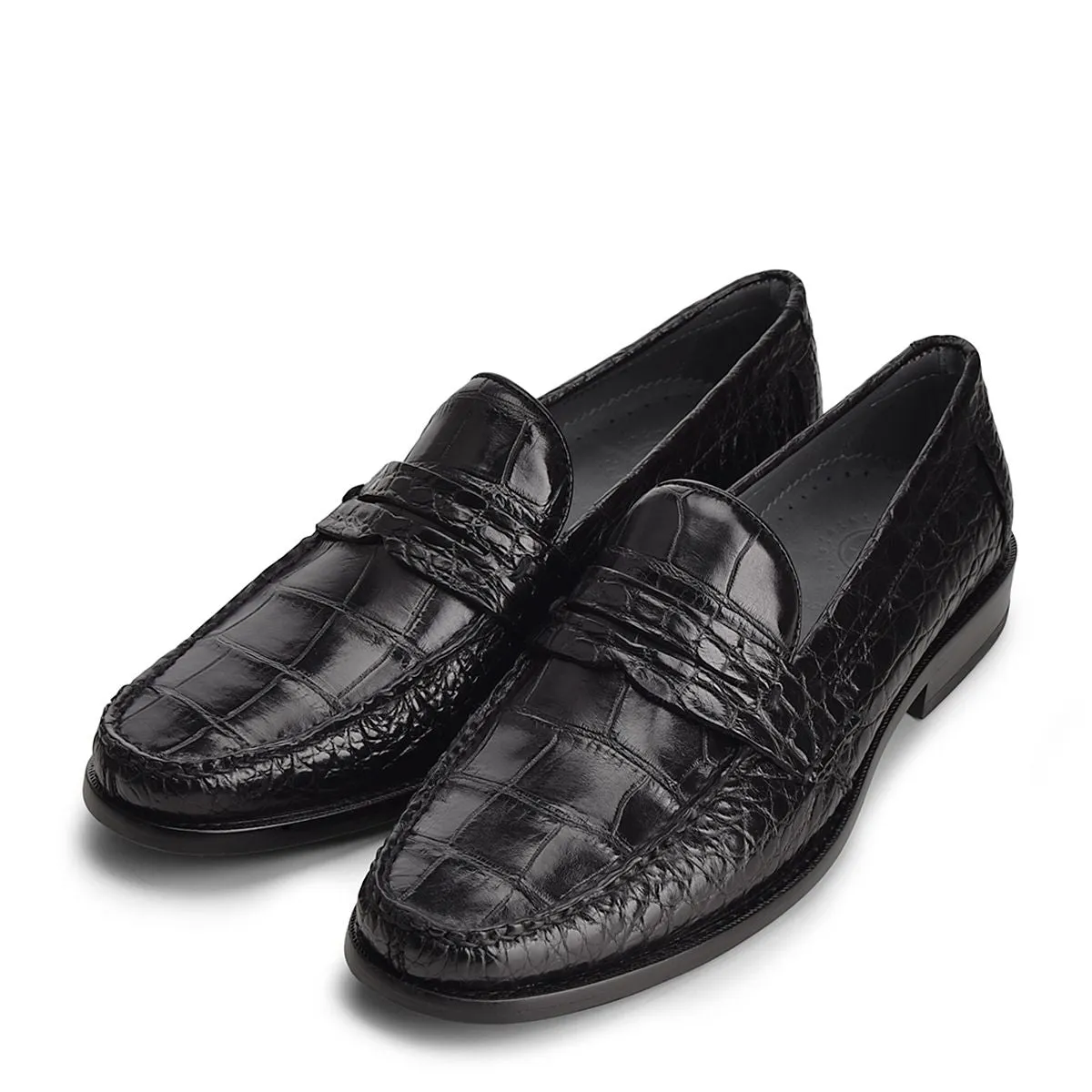 R46LPLP - Cuadra black casual dress alligator loafer moccasin for men