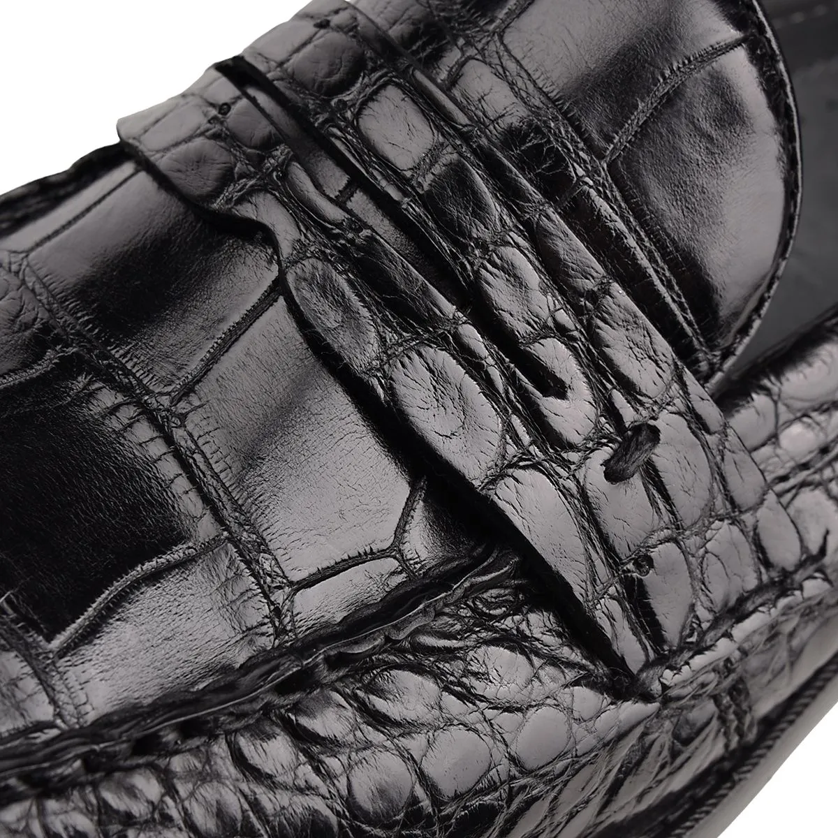 R46LPLP - Cuadra black casual dress alligator loafer moccasin for men