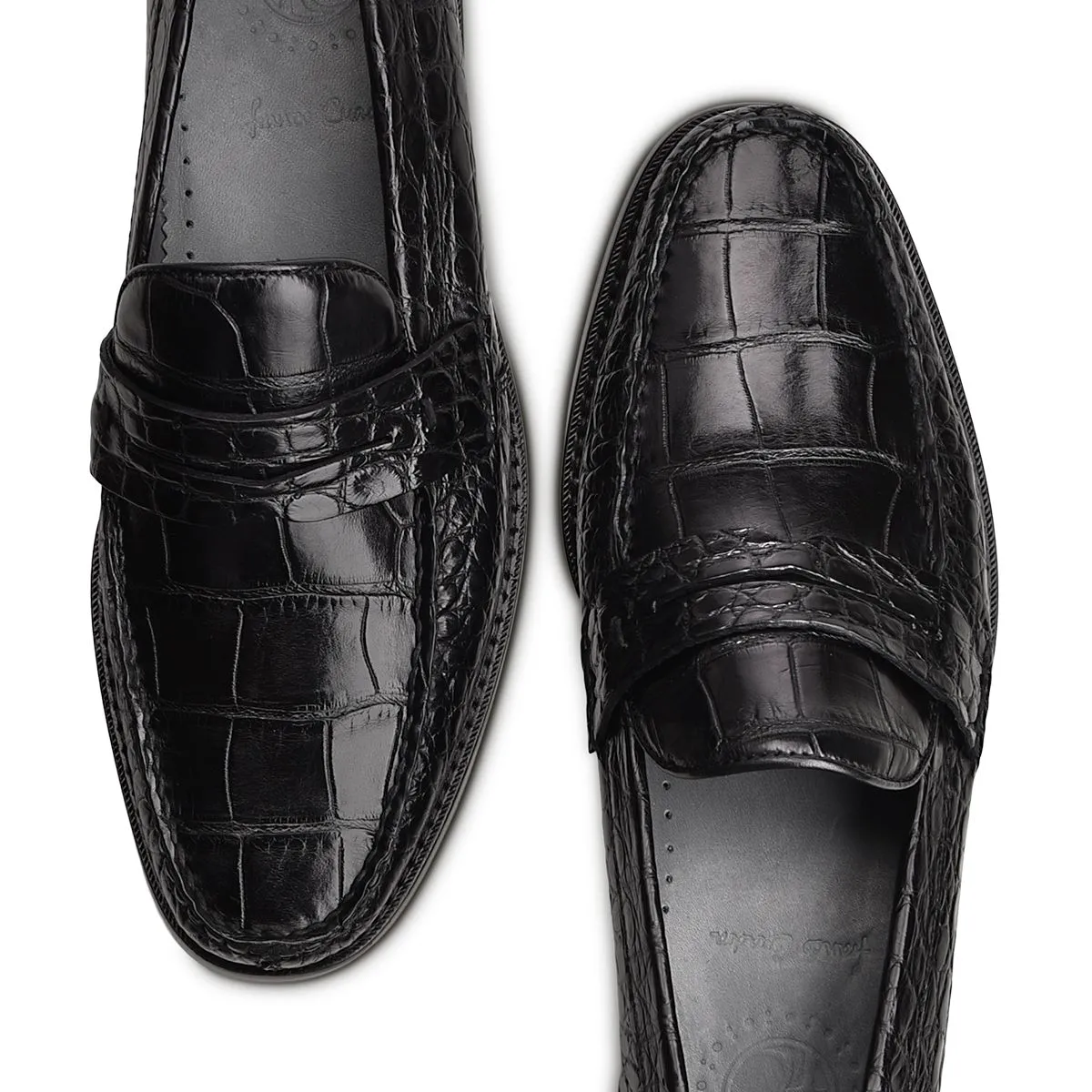 R46LPLP - Cuadra black casual dress alligator loafer moccasin for men