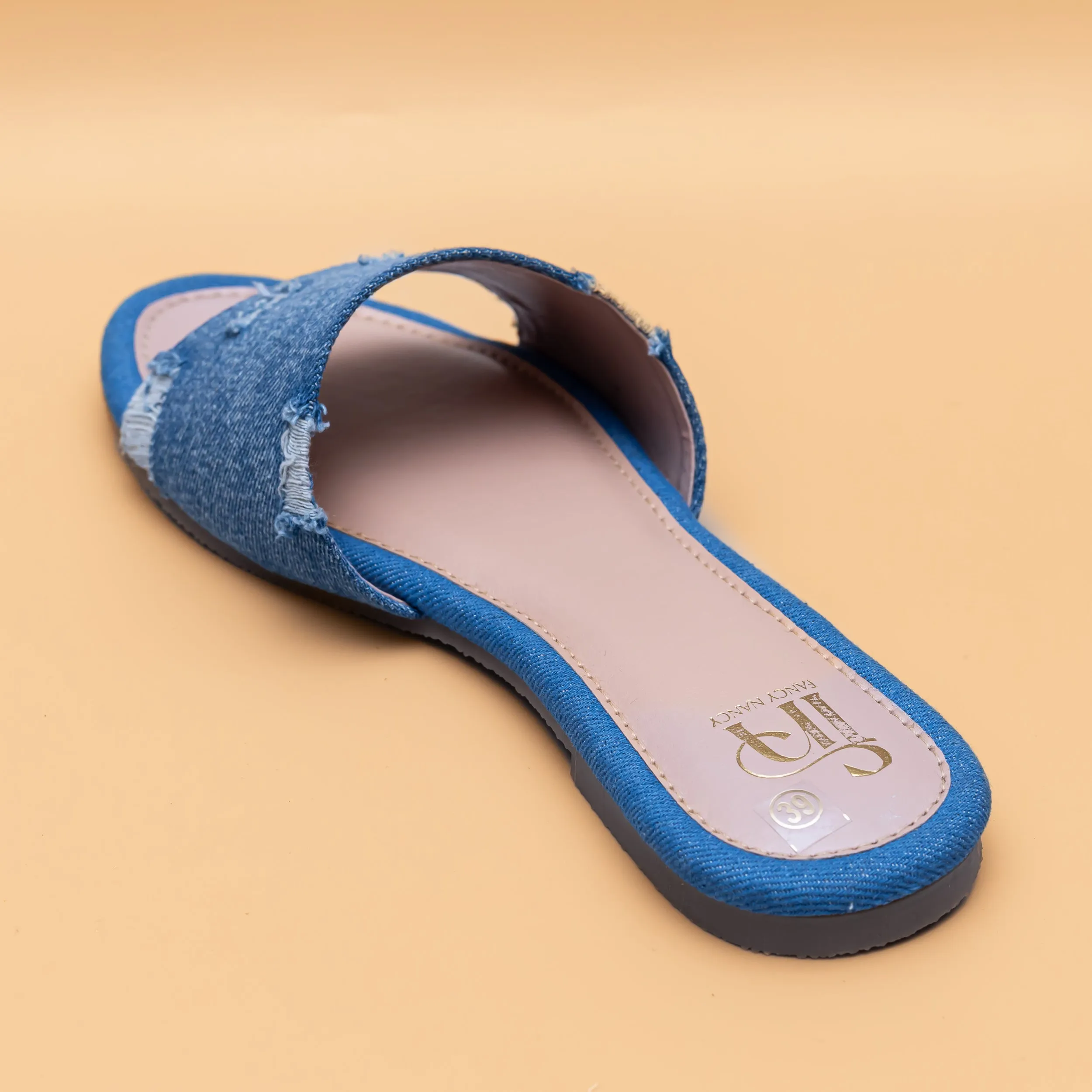 Ripped Denim Sliders - Blue