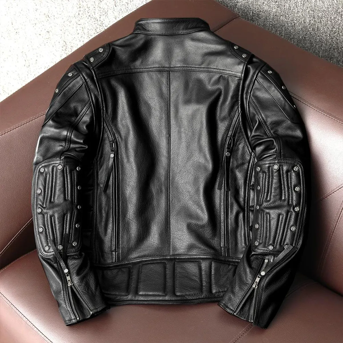 Rivet Punk Motorcycle Leather Jacket