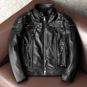 Rivet Punk Motorcycle Leather Jacket