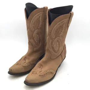 Road Wolf Men's Brown Leather Cowboy Western Boots - Size 10M