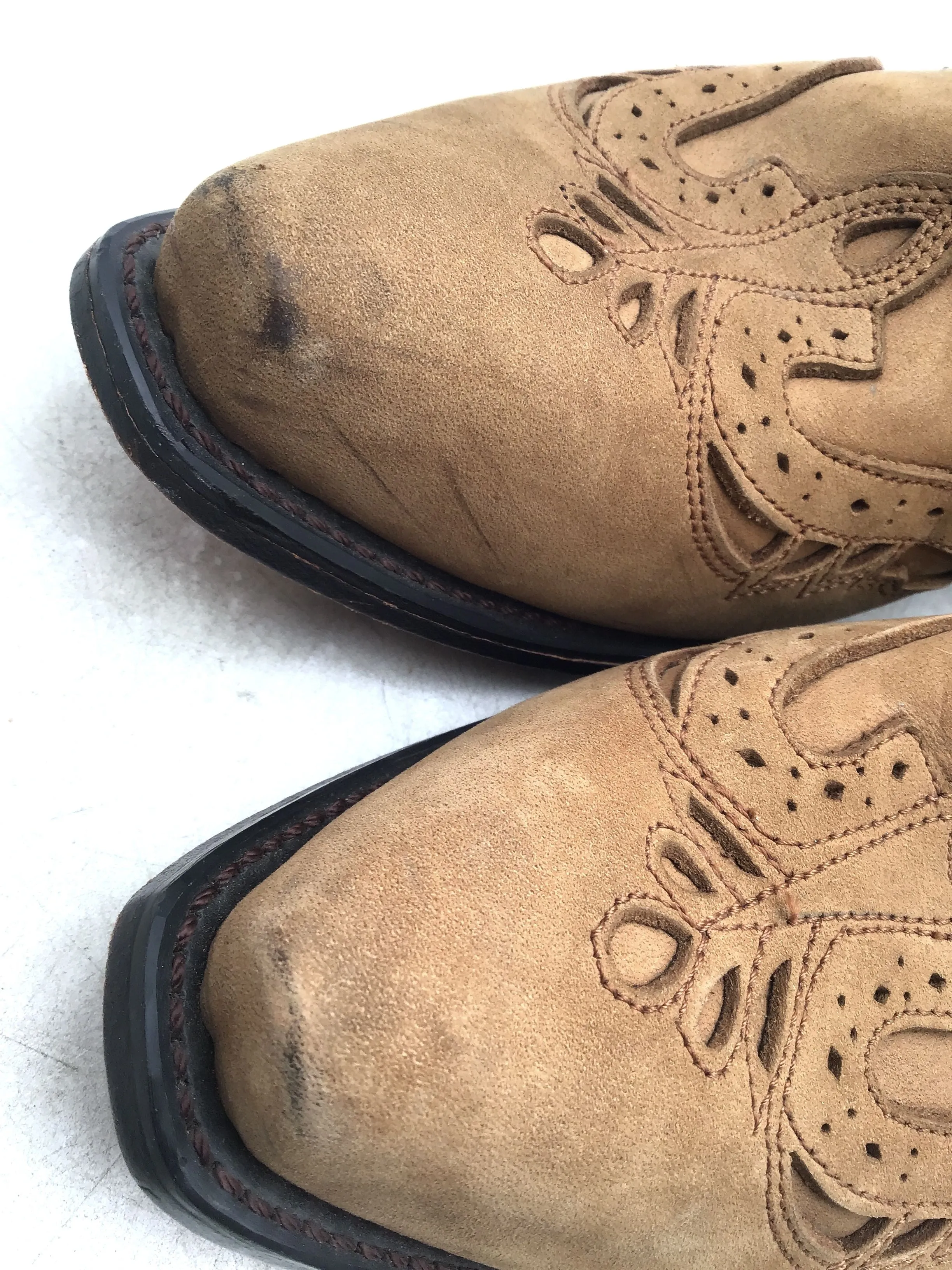 Road Wolf Men's Brown Leather Cowboy Western Boots - Size 10M