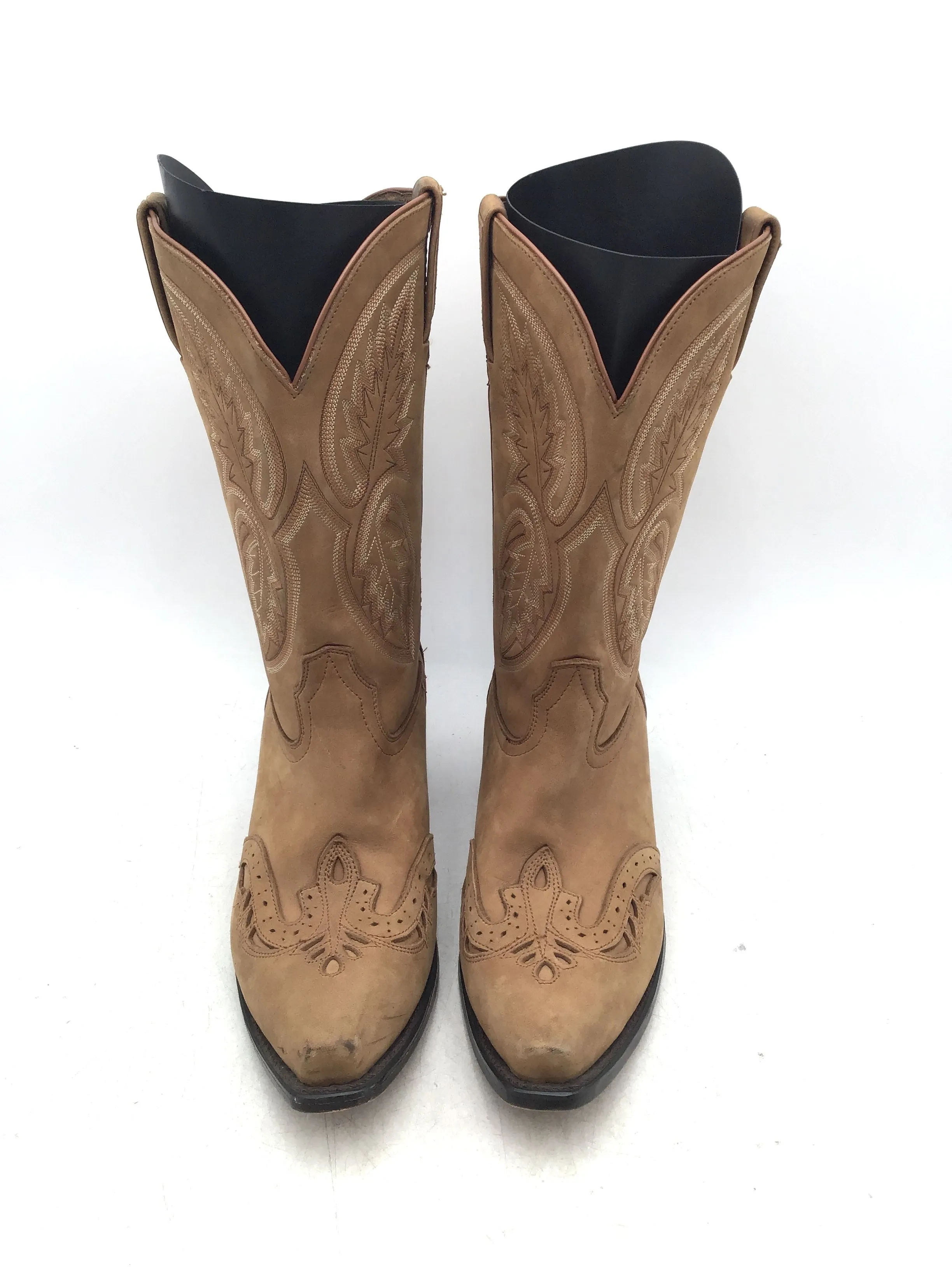Road Wolf Men's Brown Leather Cowboy Western Boots - Size 10M